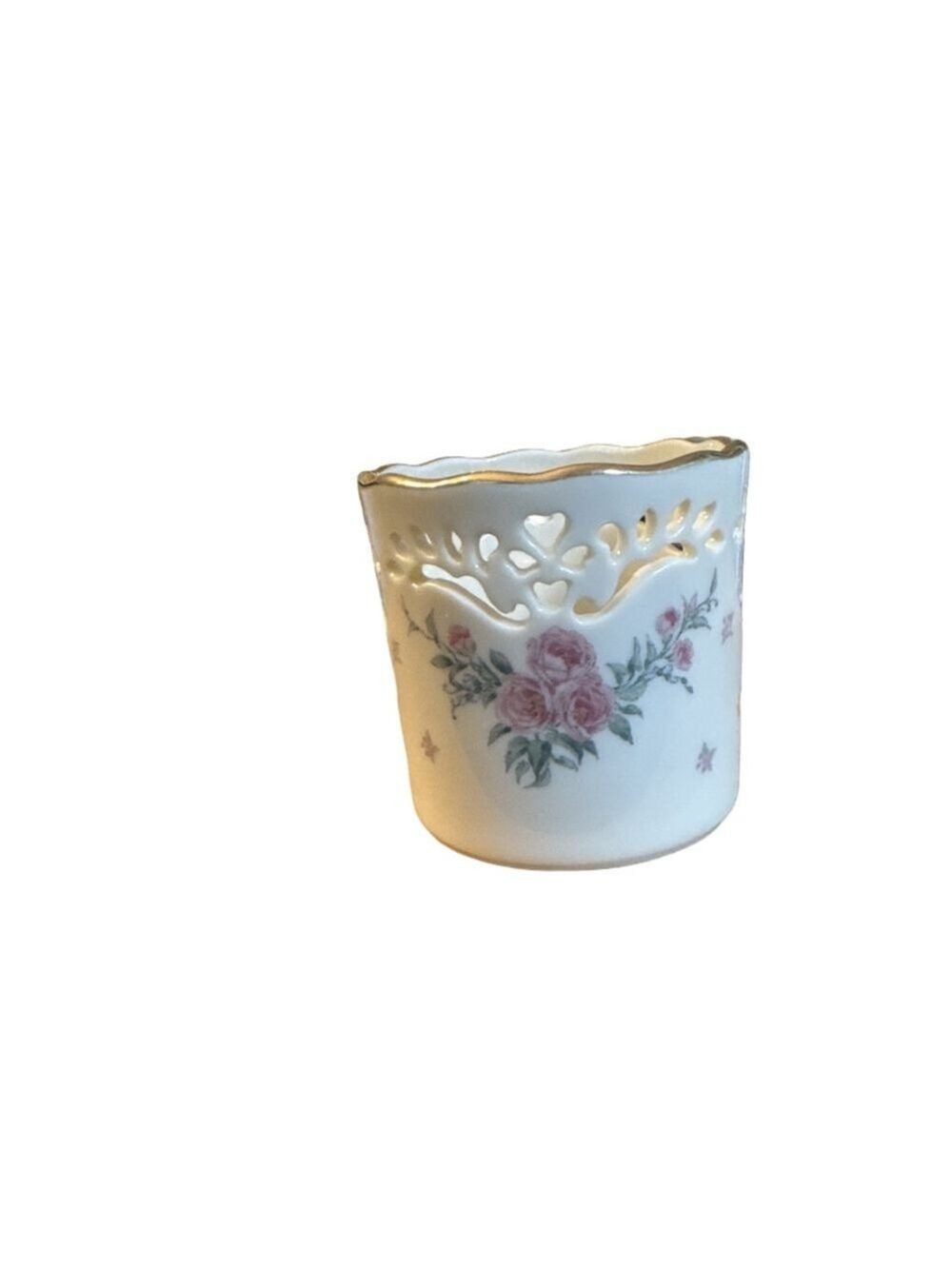 Lenox Petite Rose Porcelain Votive Candle Holder with Gold Trim